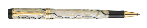Parker Duofold Rollerball Pearl and Black w/ Gold Trim