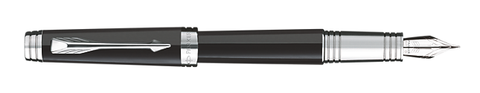 Parker Premier Black Lacquer W/Silver Trim Fountain Pen